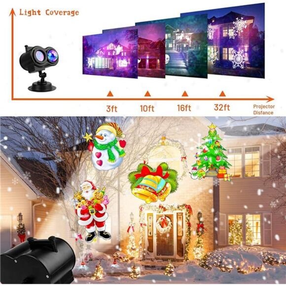 Halloween Christmas Projector Lights Outdoor, 2-in-1 LED Christmas Snowflake - Picture 4 of 6